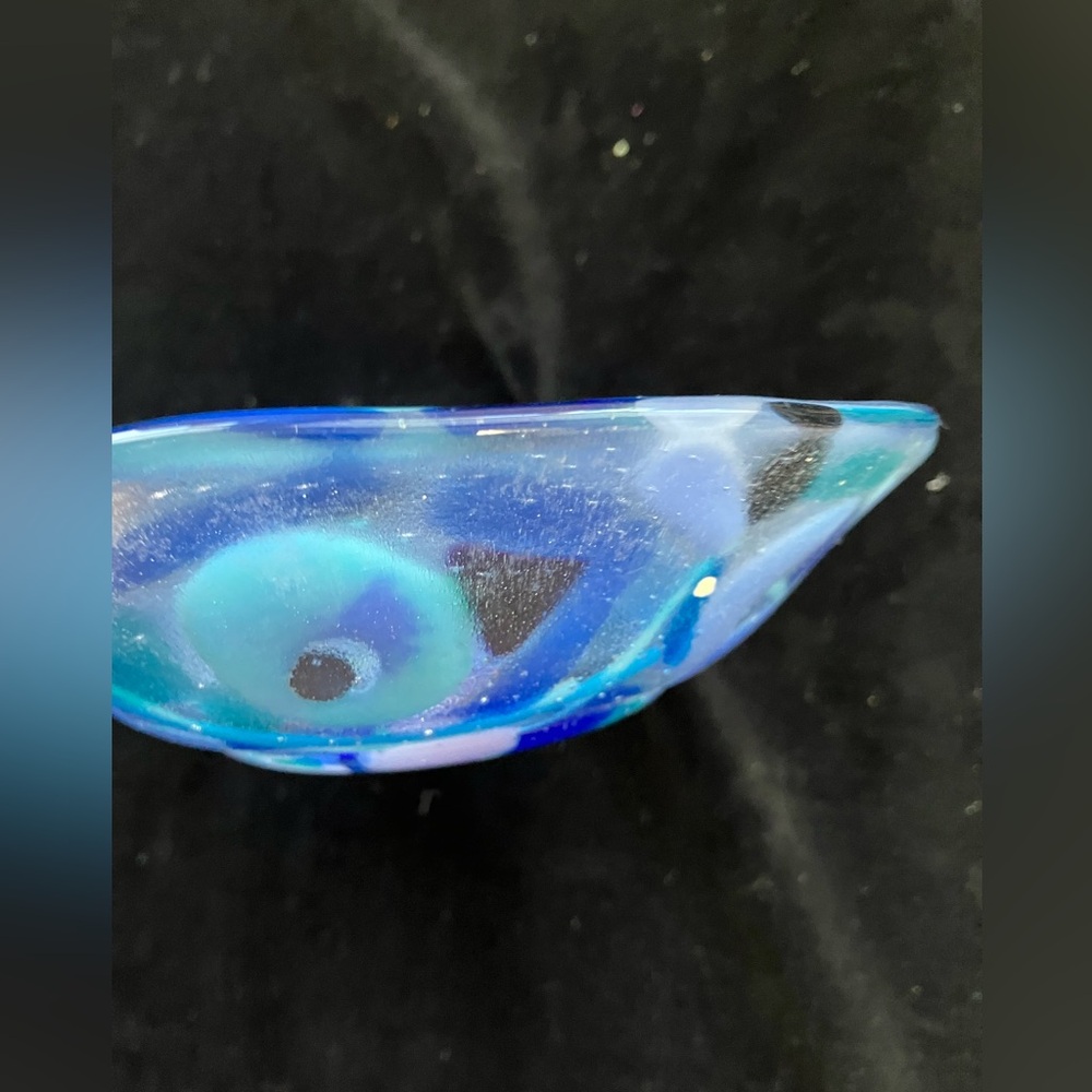 Island Memories Design Glass”Fused Art Glass Handmade 7”x3”Bowl Clear - Picture 5 of 10
